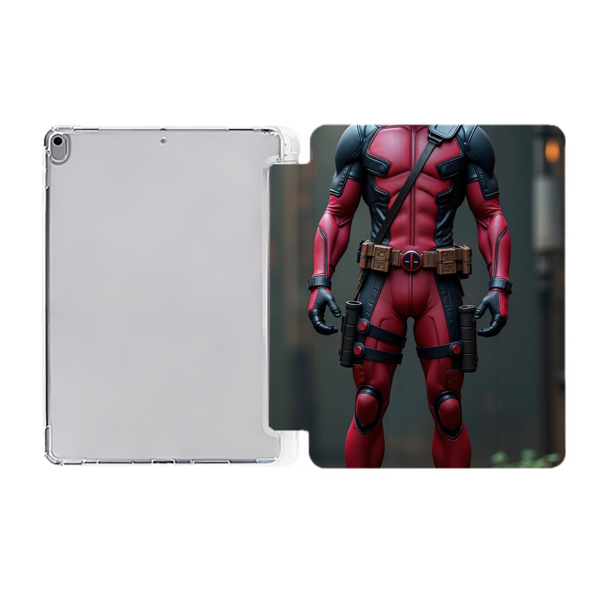 （画像用） Deadpool デッドプール IPad ケース ペン収納付き 三つ折りスタンド PUレザー×シリコン 対応機種9.5/10.5/10.9インチ